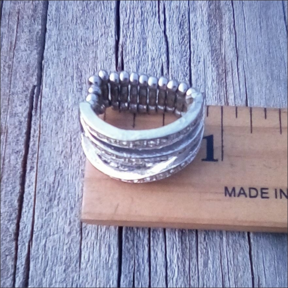 Vintage Adjustable Stretch Statement Ring Silver … - image 4